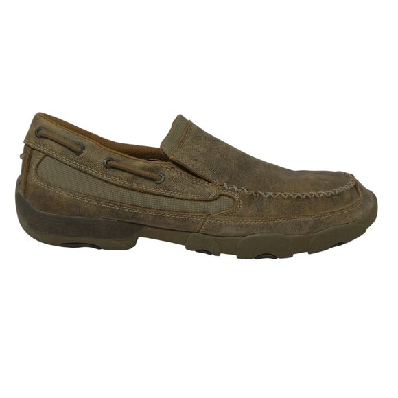 Twisted X Brown Leather Work Slip On Driving Moc Loafers main image 8
